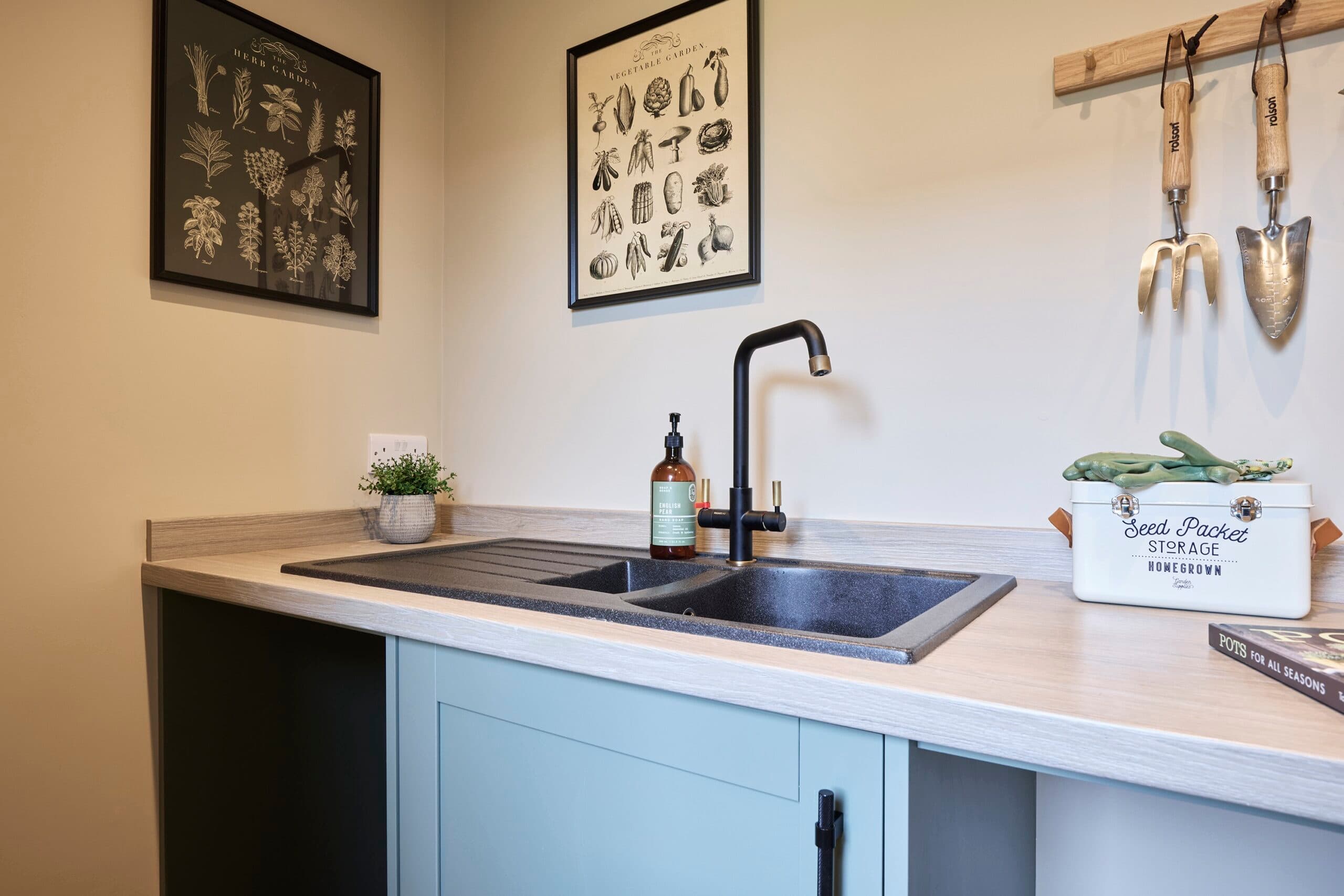 A range of sinks and taps