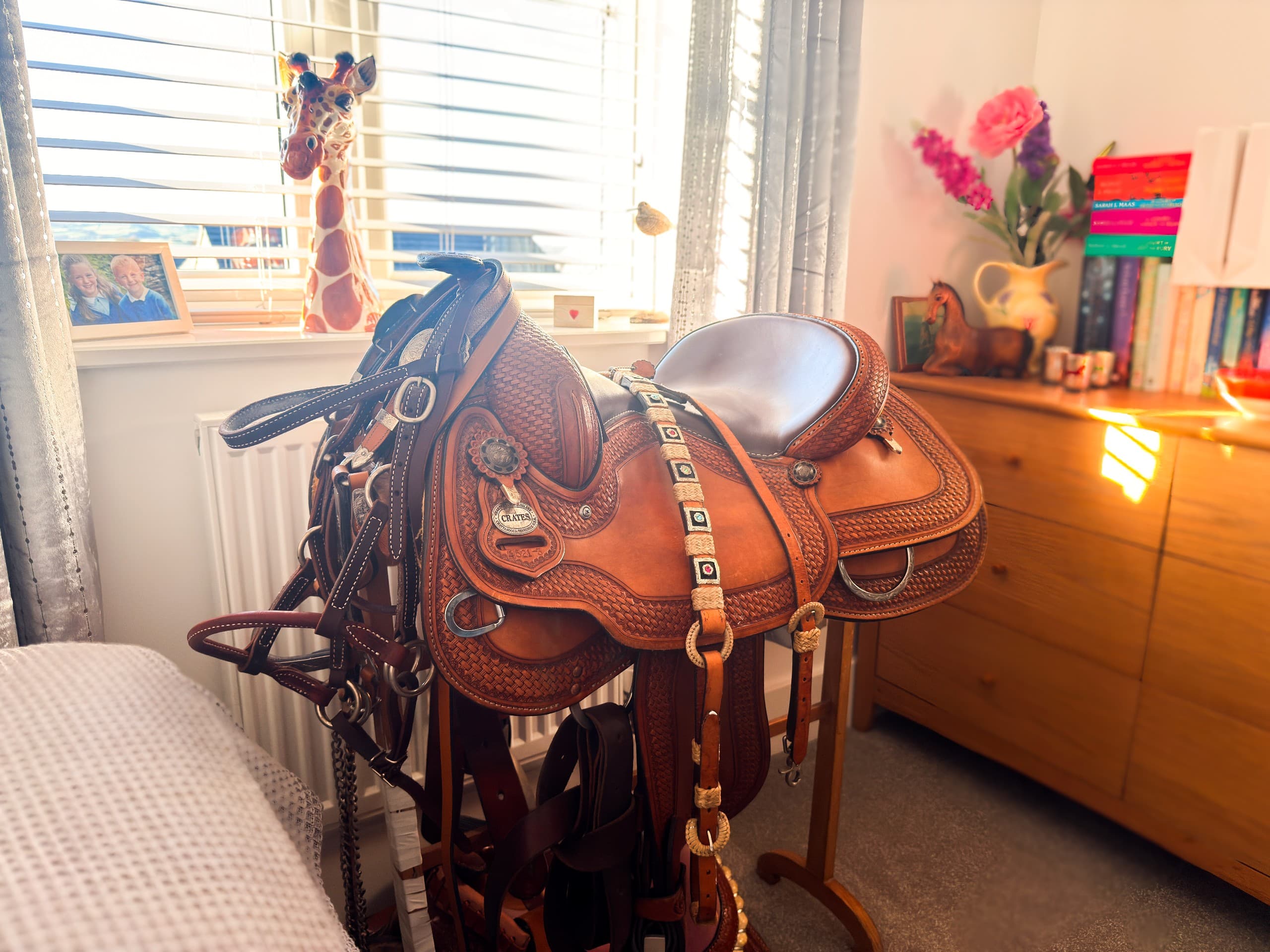 Jane case study image of horse saddle in lark bedroom